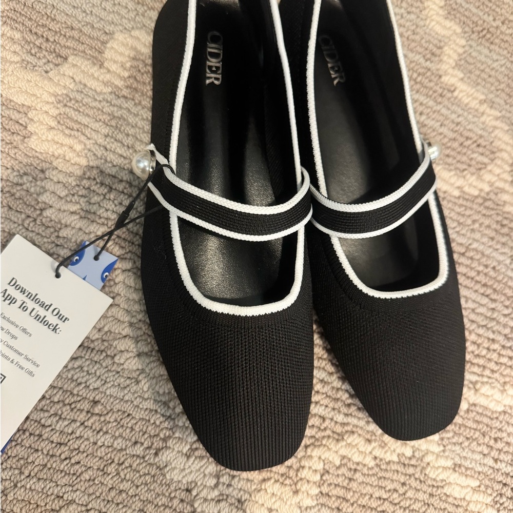 Cider Black and White Mary Jane Flats